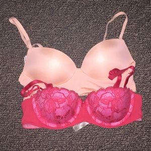 Lot 2 Victoria’s Secret push up bras 32B pink